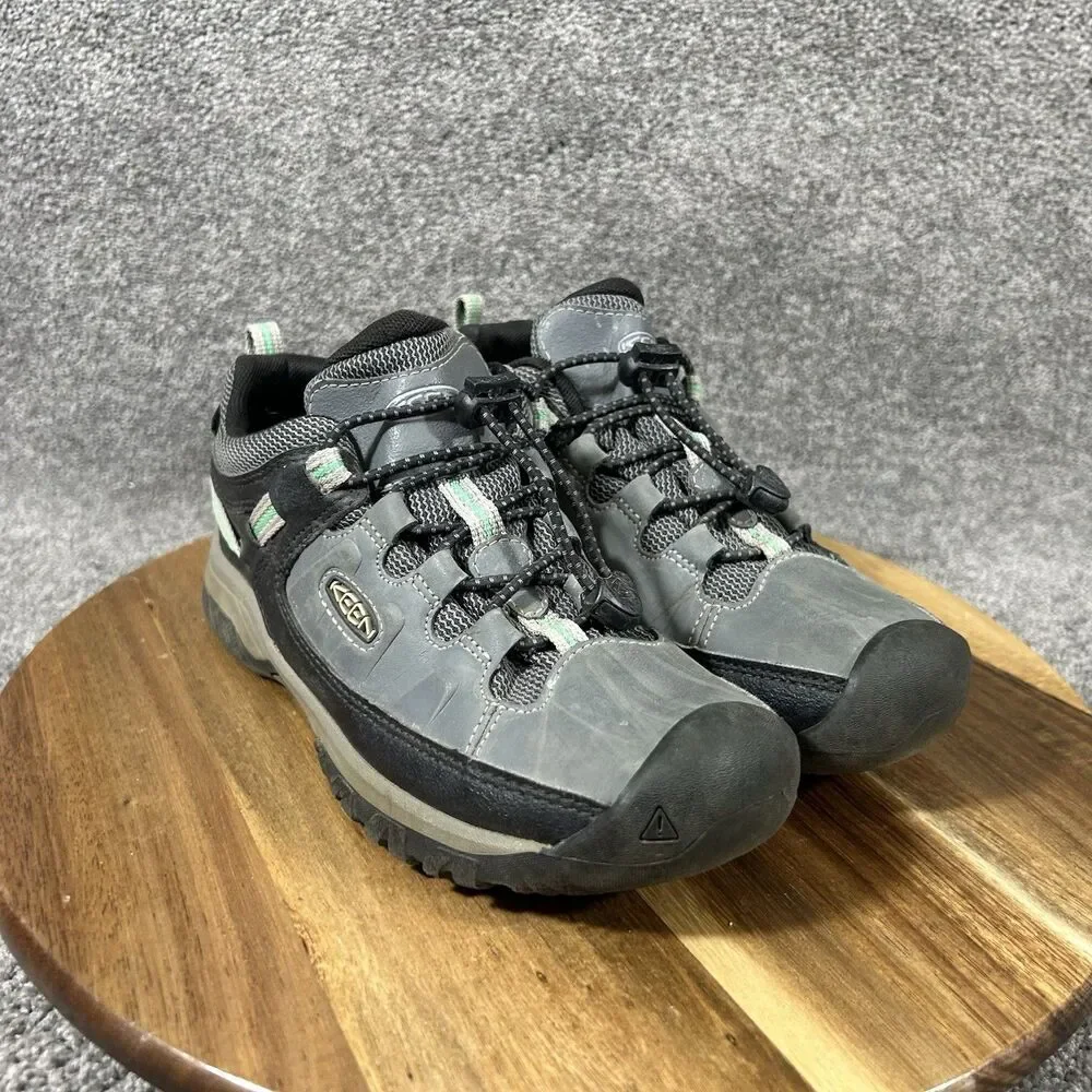 KEEN Targhee Low Kids Youth Size 2 Gray Waterproof Hiking Trail Shoes Used